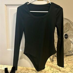 Elegant Black Long Sleeve Bodysuit